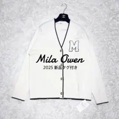 新品 Mila Owen アップリケデザイン金釦Vネックニットカーディガン