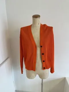 アンフィーロ　オレンジ リブ編み 長袖カーディガン
