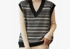 3-ニットベスト レディース 韓国ファッション おしゃれ Vネック ゆったり