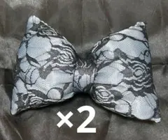 体育祭 盛り髪 デカリボン 水色 青 黒レース 2個セット