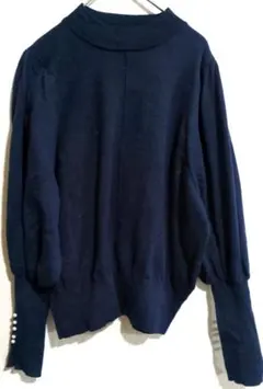 美品✨ネイビー ハイネック ニット セーターレディースカジュアル