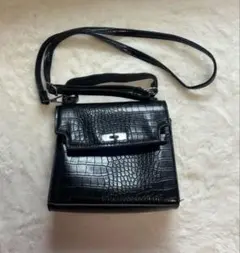 ブラック クロコダイル風ショルダーバッグ