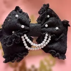 AngelicPretty★リボンパールバレッタ★黒のサムネイル