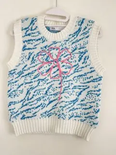 ZARA フラワーエンブロイダリーニットベスト