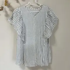 グローバルワーク　ストライプフリルブラウス