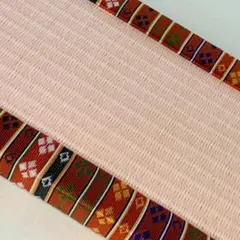 ミニ畳　金襴(菱ボーダー赤)薄桜色　フィギュア台座　ひなまつり　おひなさま