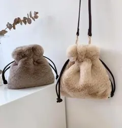 ファーバッグ☆ショルダーバッグ☆斜めがけバッグ☆巾着バッグ