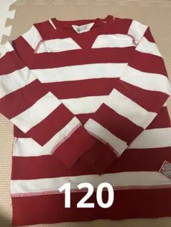 H&M 赤白ストライプ 長袖カットソー 6-7Y