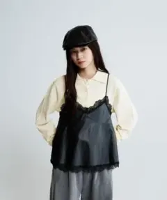 【JEANASIS】フェイクレザーレーストリムキャミのサムネイル