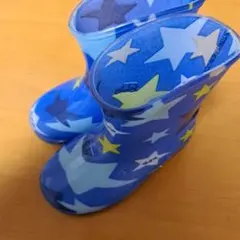 子供用 青色 星柄 レインブーツ