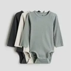 H&M ベビー リブボディースーツ３枚セット