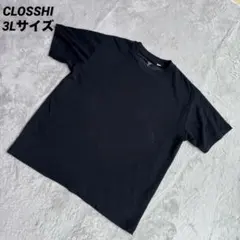 CLOSSHI メンズ 無地 クルーネック トップス Tシャツ ブラック 3L
