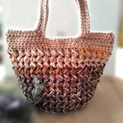 透かし編みカゴ風バッグ（グラデーションカラー）