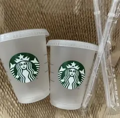 スターバックス　リユーザブルコールドカップ473ml 2個セット　ストロー付き