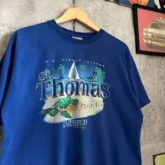 US古着 Tシャツ L ネイビー セントトーマス カリブ海 亀 ヴァージン諸島