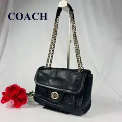 コーチ 　レザー　チェーンショルダー バック　レンジャーフラップ　 2way　黒