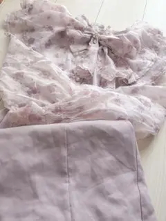 ROJITA 花柄ドッキング長袖ロングワンピース ピンク