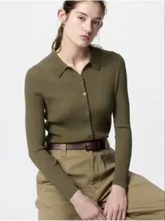 リブポロカーディガン ユニクロ カーディガン