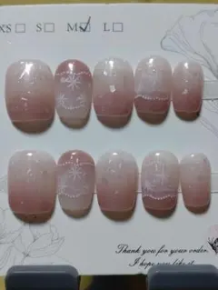 新品未使用 ピンクホワイト グラデ 結晶 ショートスクエア バレリーナ サイズM