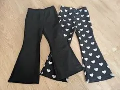 フレアパンツ 2点セット 黒・ハート柄