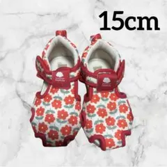 バースデイ フタフタ ベビーサンダル ベビーシューズ 花柄 15cm