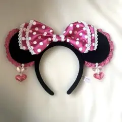 ディズニー カチューシャ ピンク イヤリング ミニー 水玉