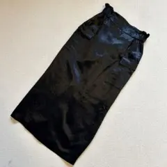 DONEEYU ブラック タイトスカート サイドポケット付き