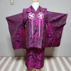 女の子　お誂えおしゃれなウール着物　被布小物4点セット