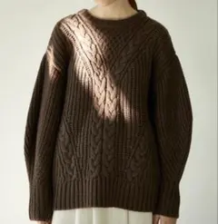 moussy ケーブルニット ブラウン