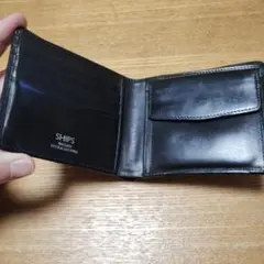 【値下げ】SHIPS イングリッシュブライドルレザー 二つ折り財布 黒