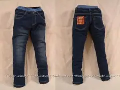 834◆新品【150cm】ブルー/ストレッチ★シンプル リブデニム 10OZ★