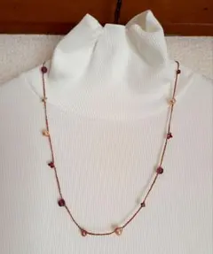 2wayパールビーズ　スワロフスキー編み込みネックレス