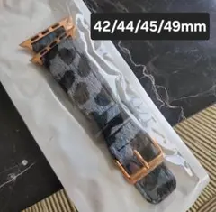 Apple Watchレオパード柄 本革バンド 42/44/45/49mm 新品