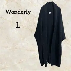 Wonderly ニット ロングカーディガン 黒 ドルマンスリーブ【L】
