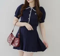 NICE CLAUP ポロ襟半袖ニットセットアップ