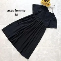 ⑨30 axes femme レース フレアワンピース 黒 M フェミニン 上品のサムネイル