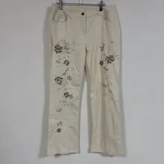 【MARINA SPORT】(F)ビジュー刺繍パンツ/花柄/コットン混