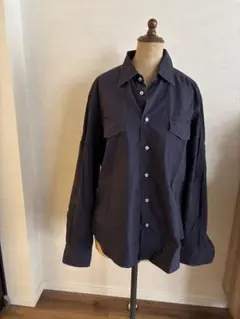 ZARA ザラ　メンズ　長袖シャツ　ネイビー 綿　2ポケット
