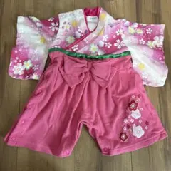 ピンク着物　お食い初め　着物風ロンパース 60