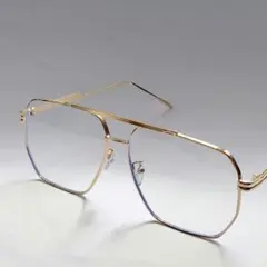 【新品未使用】ツーブリッジ　ダブルブリッジ　ビッグシェイプ　スクエア　ゴールド