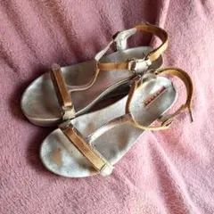 プラダ　シルバー ウェッジサンダル 合成繊維