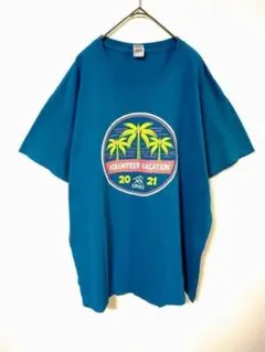 ギルダン　Tシャツ　メンズL　ブルージーン色　綿100％　プリント