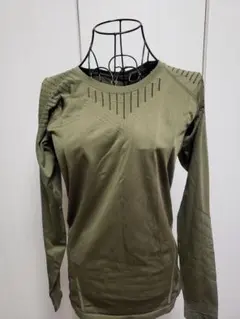 H&M SPORT M オリーブグリーン 長袖Tシャツ