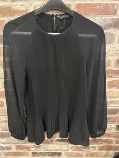 ZARA☆長袖シャツ☆ブラウス☆M☆シースルー☆プリーツ