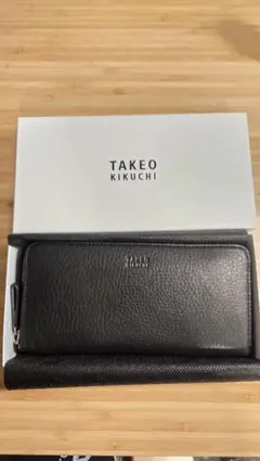 美品】 タケオキクチ 定価2.4万円 長財布 ラウンドファスナー 728616