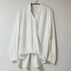 美品オフホワイト長袖ブラウス卒業入学フォーマルカシュクールタイプブラウス