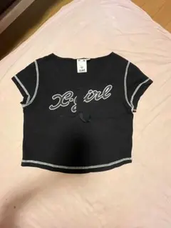 X-girl 半袖 クロップド丈 Tシャツ ブラックのサムネイル