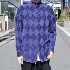 MASU 20ss ARGYLE JACQUARD SHIRT NAVY