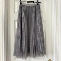 fifth チュールプリーツドットスカート　グレー