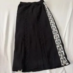 サイドライン ニット ロングスカート ブラック セットアップのサムネイル